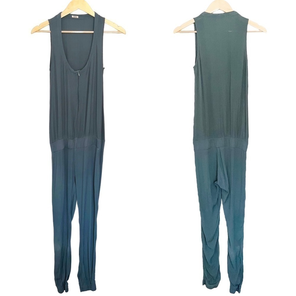 MONROW Crepe Zip Up Sleeveless Jumpsuit Gray - Picture 2 of 3